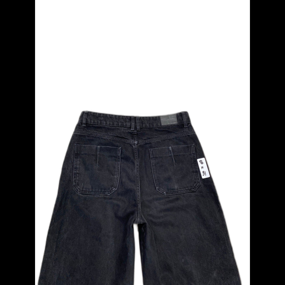 Zara The Marine High Rise Washed Black Wide Leg Full Length Jeans Size 8 - Picture 5 of 10